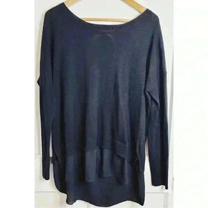 Black RW  & Co Sweater with Open Back Tie and Long Underneath Shirt Size XL